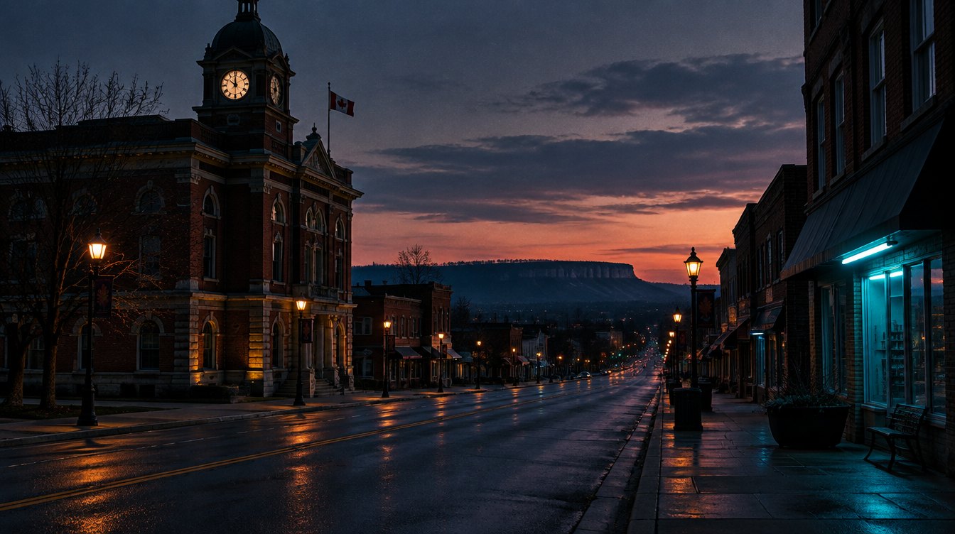 Downtown Milton Main Street at dusk