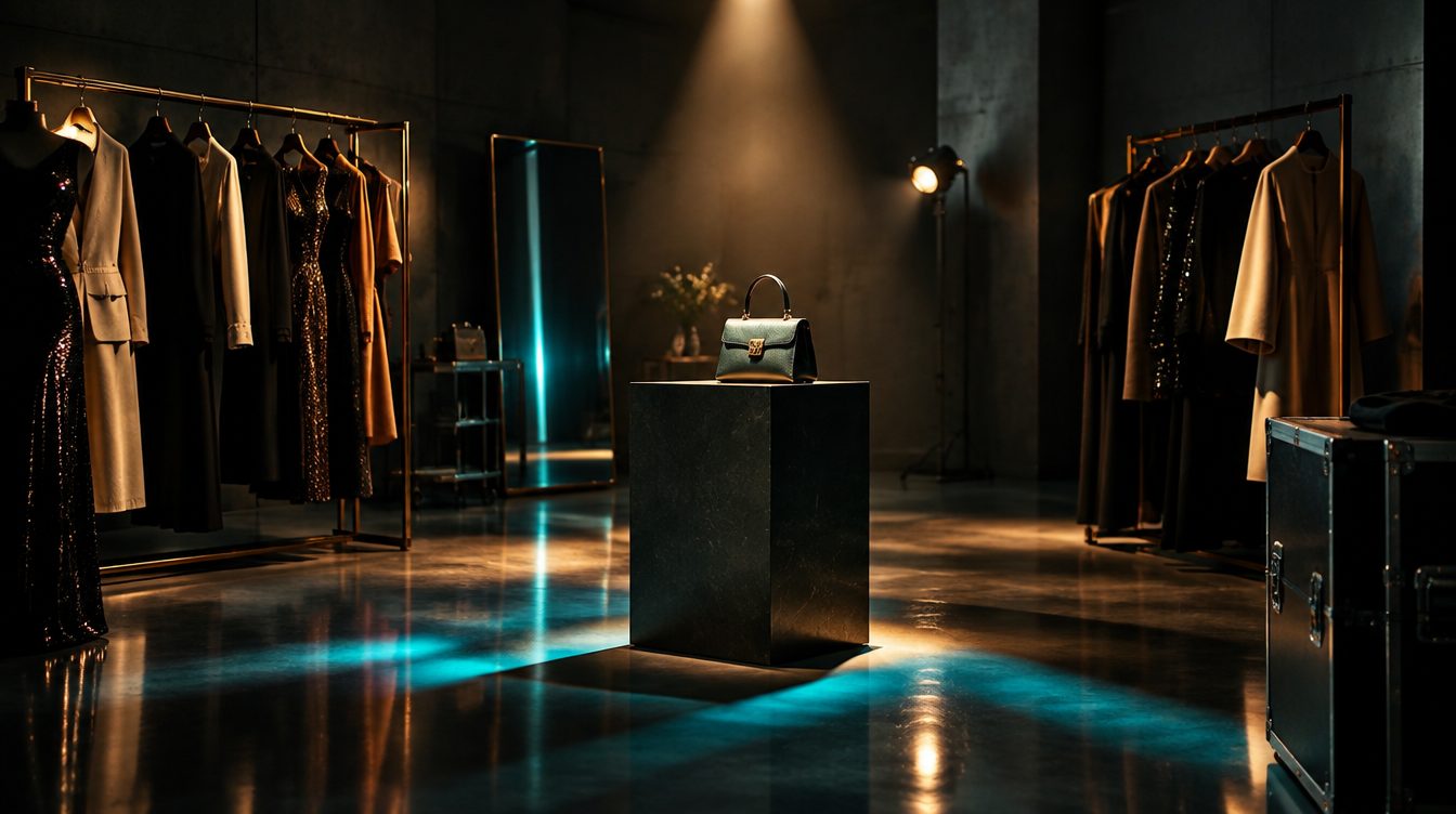 Luxury retail still life with a single product on a plinth