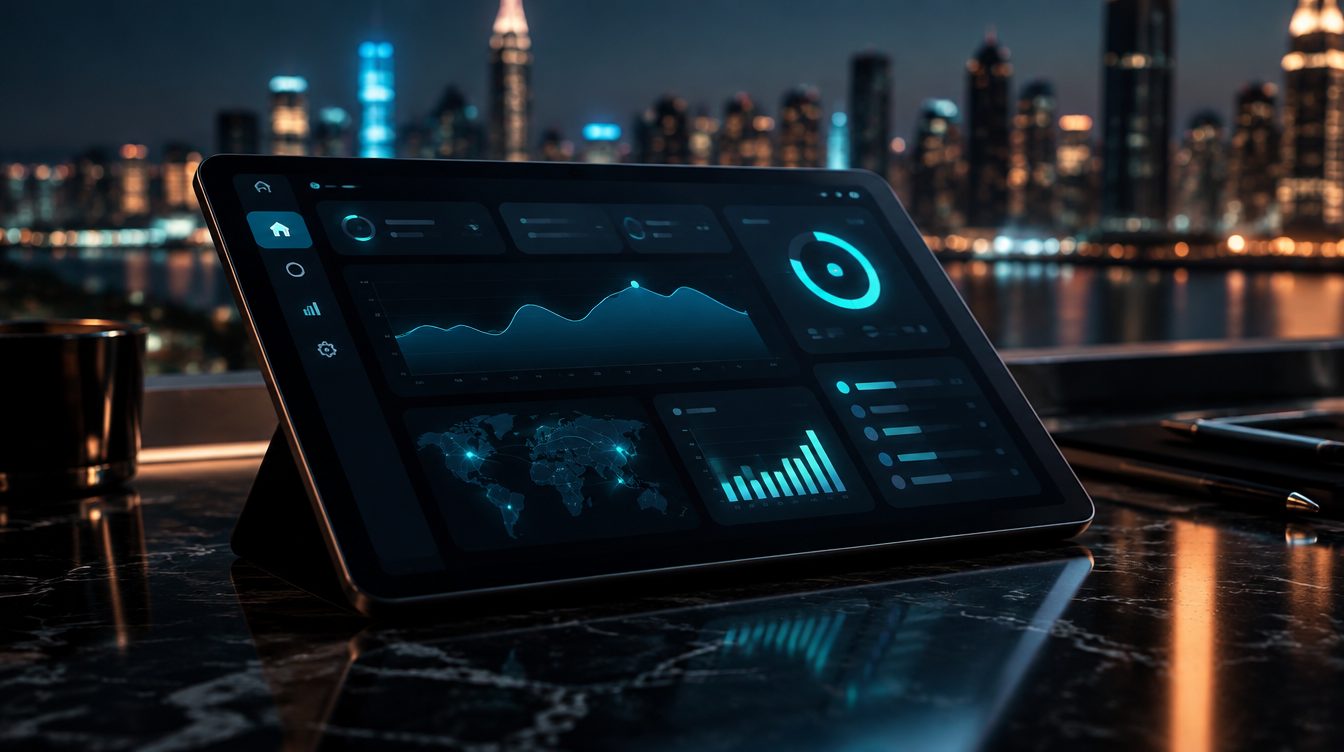Product interface glow on dark glass